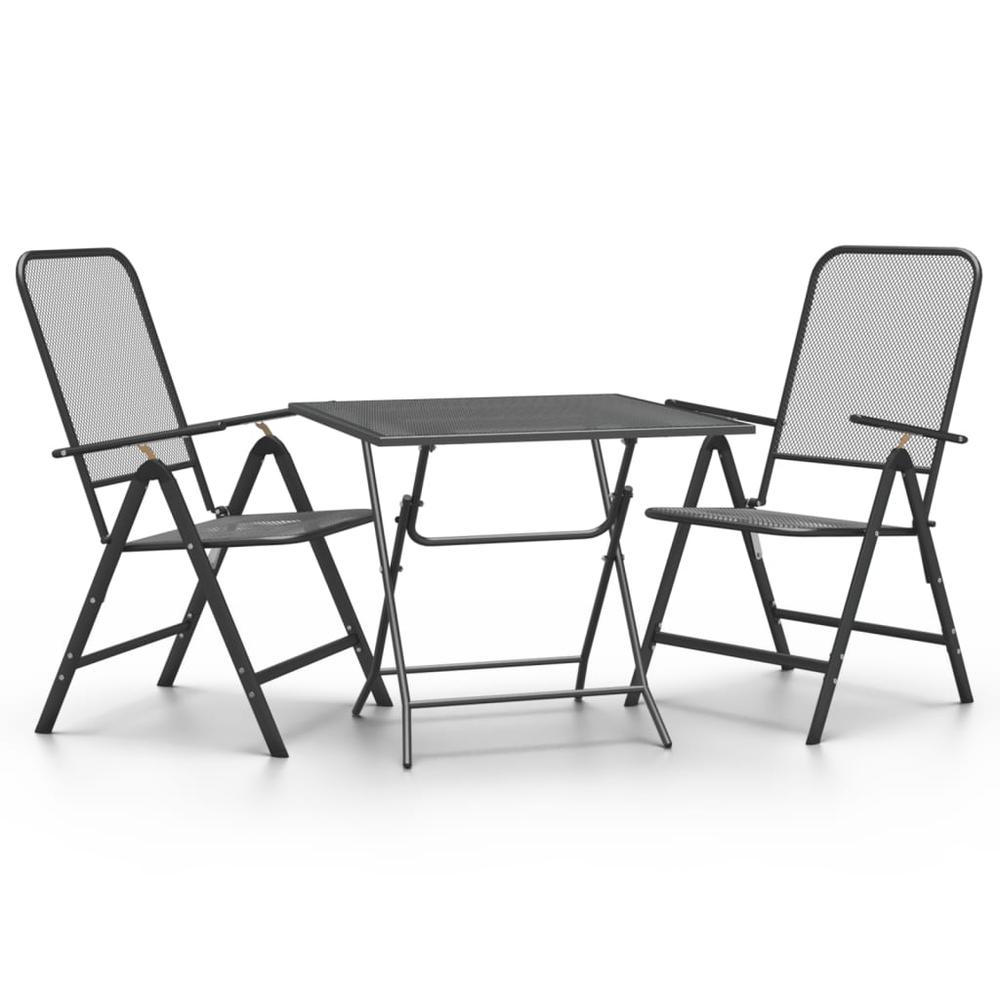 3 Piece Patio Dining Set Expanded Metal Mesh Anthracite. Picture 1