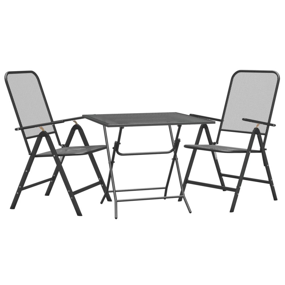 3 Piece Patio Dining Set Expanded Metal Mesh Anthracite. Picture 2