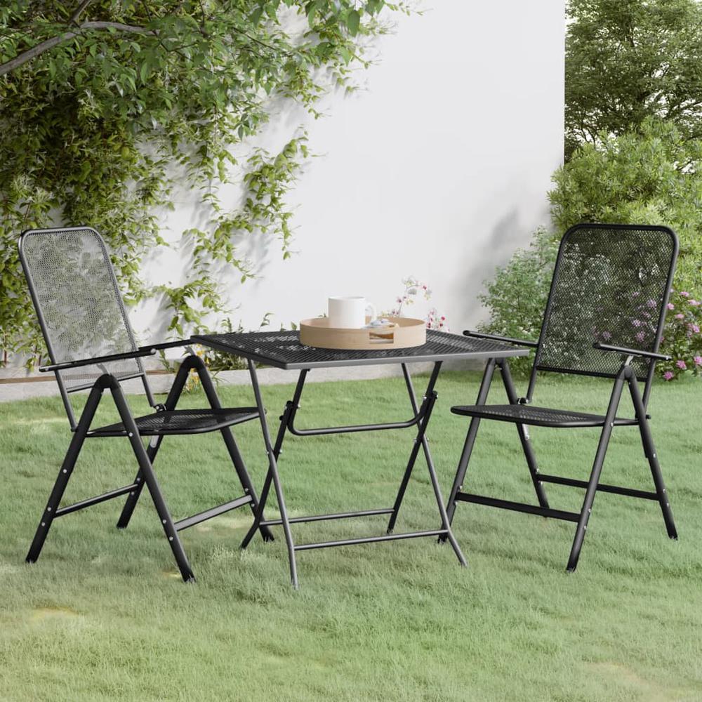 3 Piece Patio Dining Set Expanded Metal Mesh Anthracite. Picture 12