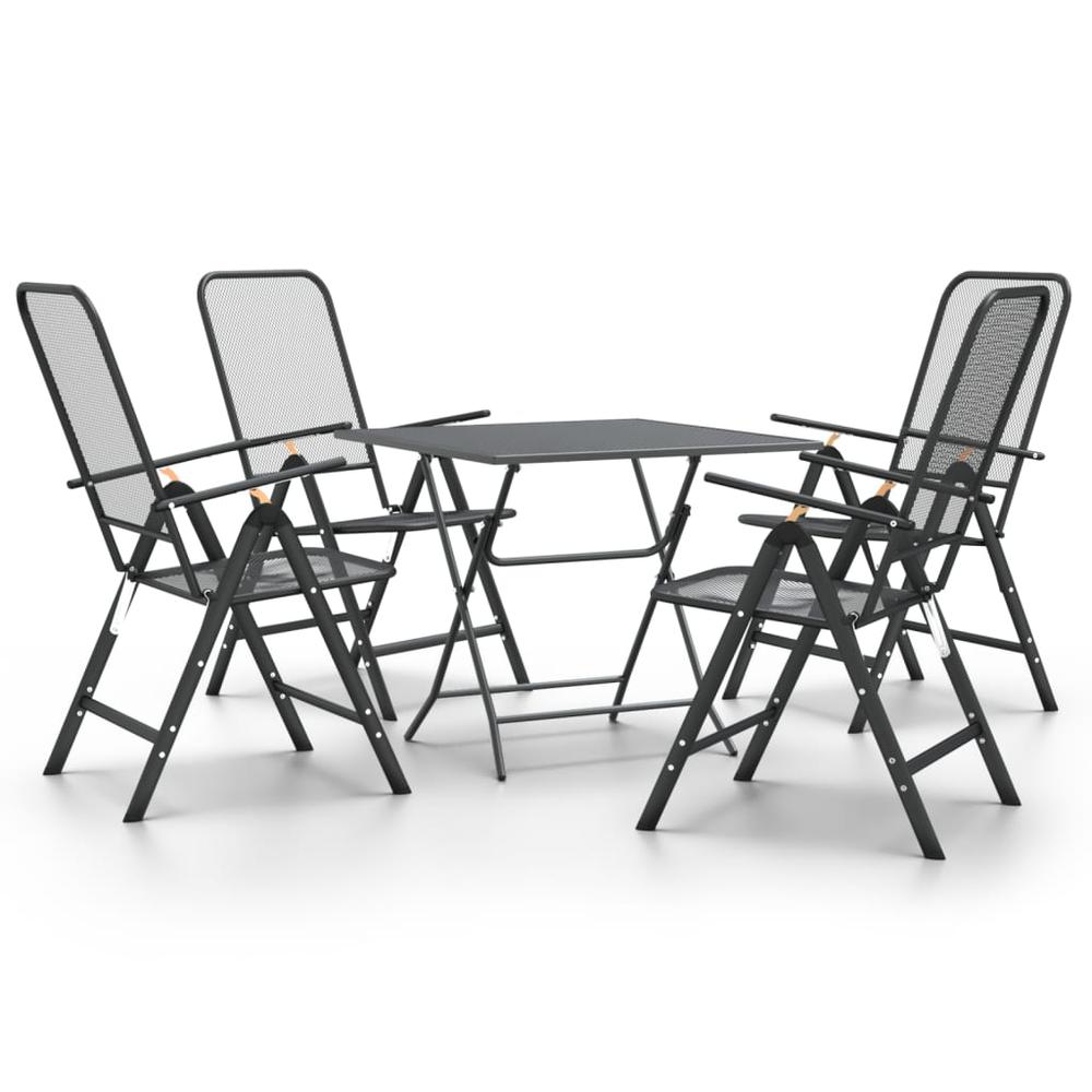 5 Piece Patio Dining Set Expanded Metal Mesh Anthracite. Picture 1