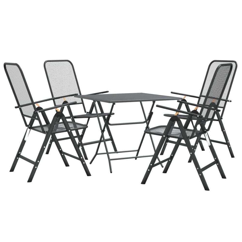 5 Piece Patio Dining Set Expanded Metal Mesh Anthracite. Picture 2
