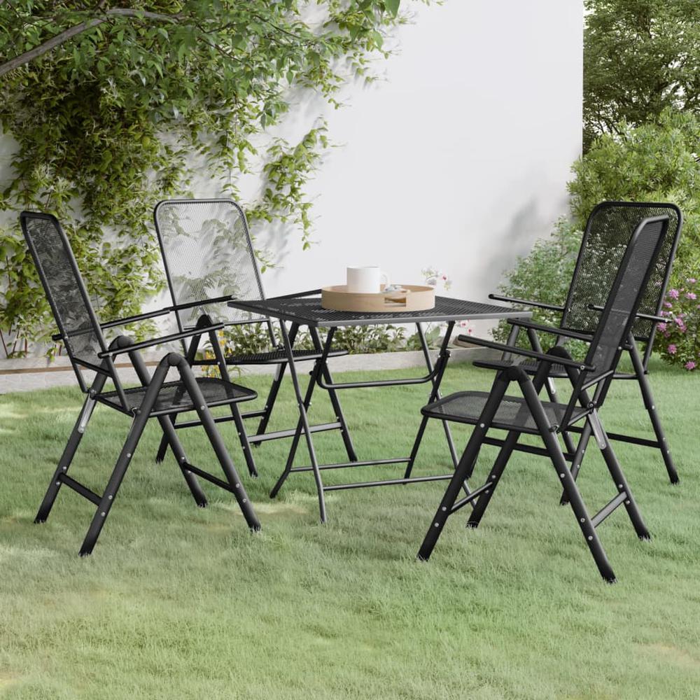 5 Piece Patio Dining Set Expanded Metal Mesh Anthracite. Picture 12