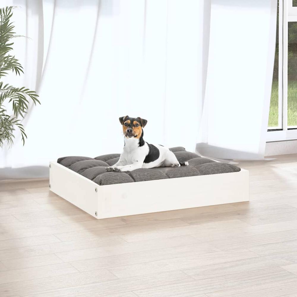 Dog Bed White 20.3"x17.3"x3.5" Solid Wood Pine. Picture 4