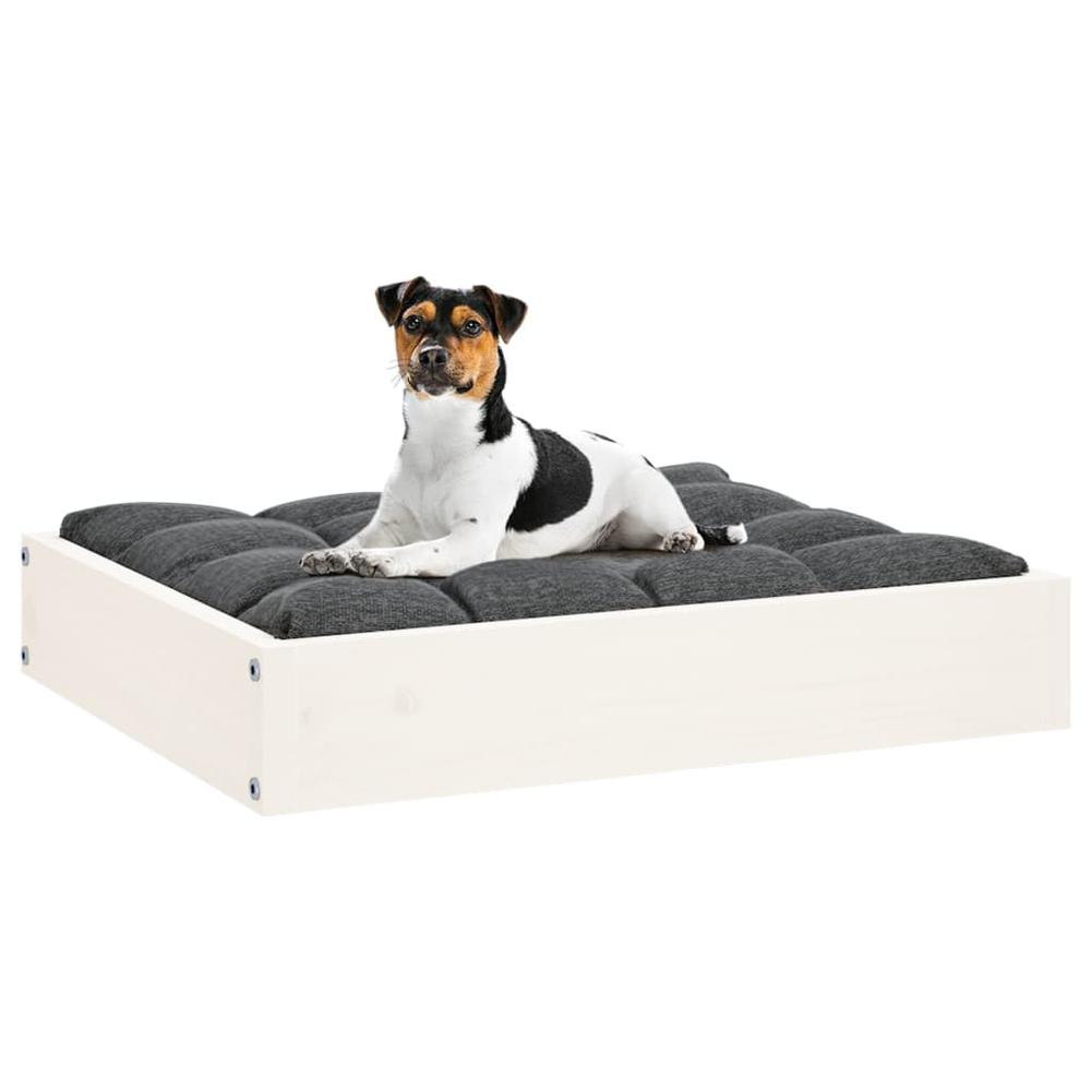 Dog Bed White 20.3"x17.3"x3.5" Solid Wood Pine. Picture 5