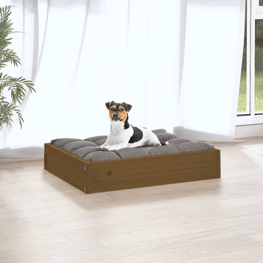 Dog Bed Honey Brown 20.3"x17.3"x3.5" Solid Wood Pine. Picture 4
