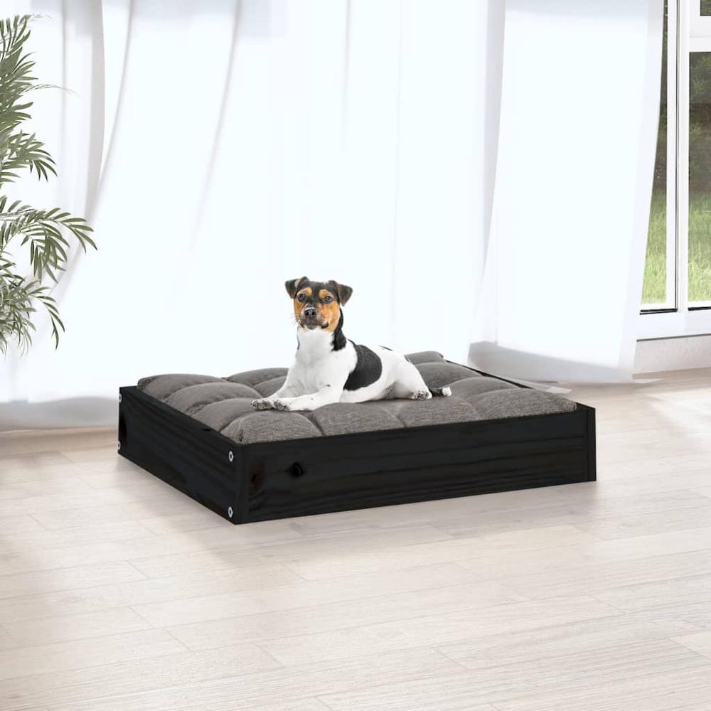 Dog Bed Black 20.3"x17.3"x3.5" Solid Wood Pine. Picture 4