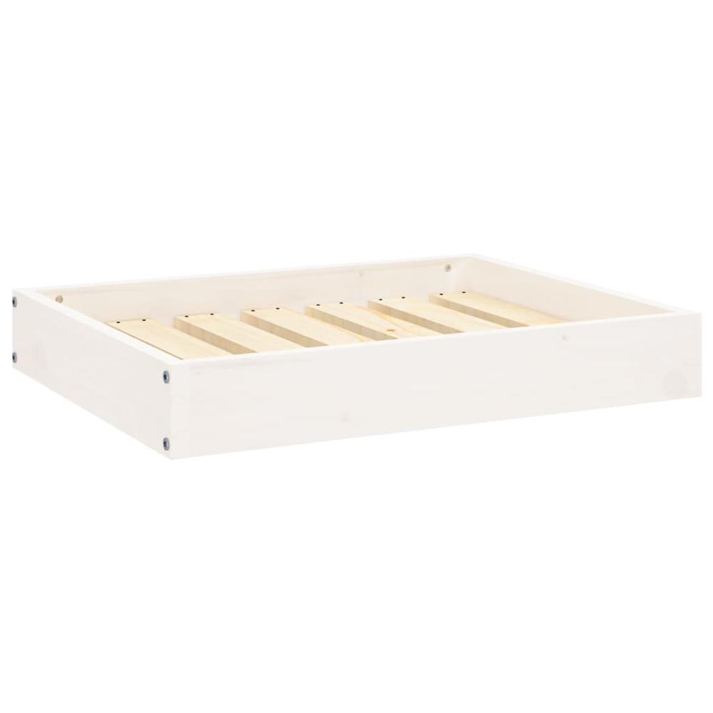 Dog Bed White 24.2"x19.3"x3.5" Solid Wood Pine. Picture 1