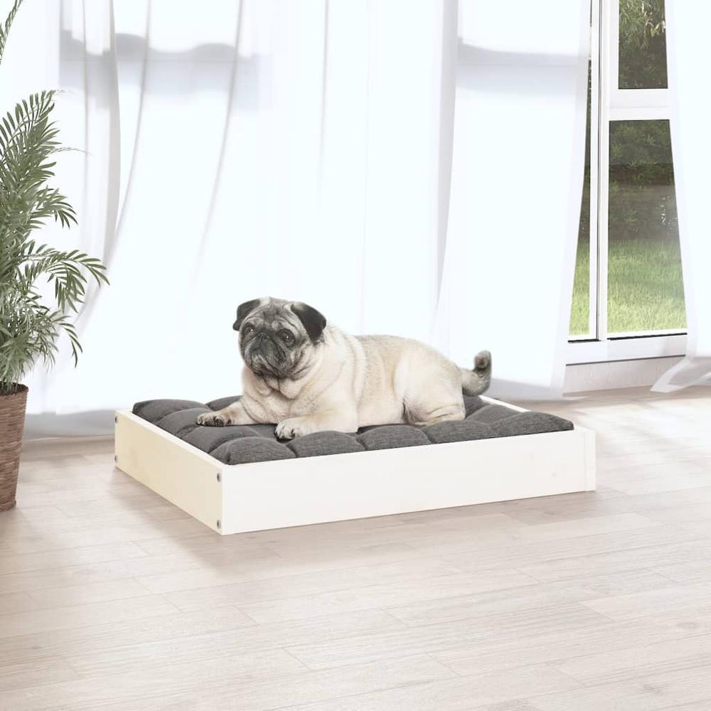 Dog Bed White 24.2"x19.3"x3.5" Solid Wood Pine. Picture 4