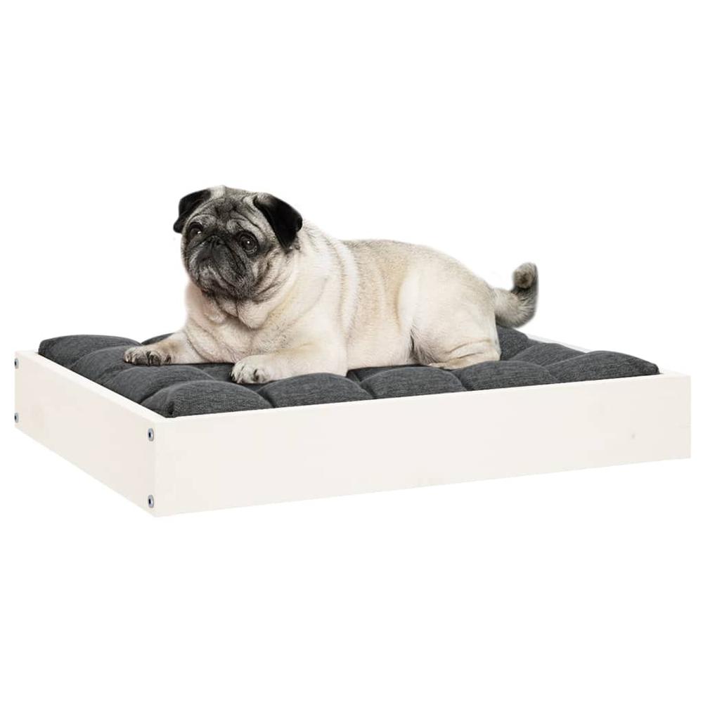 Dog Bed White 24.2"x19.3"x3.5" Solid Wood Pine. Picture 5