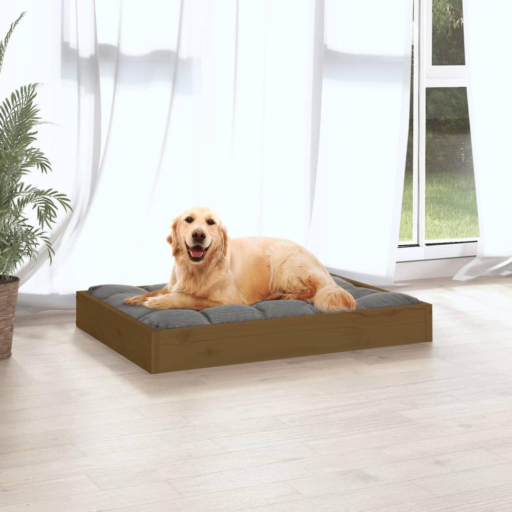 Dog Bed Honey Brown 28.1"x21.3"x3.5" Solid Wood Pine. Picture 4