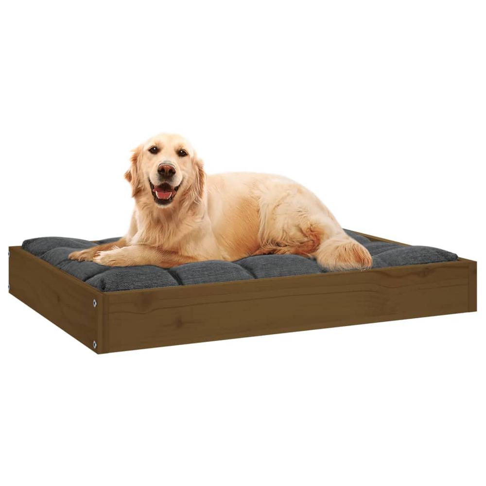 Dog Bed Honey Brown 28.1"x21.3"x3.5" Solid Wood Pine. Picture 5