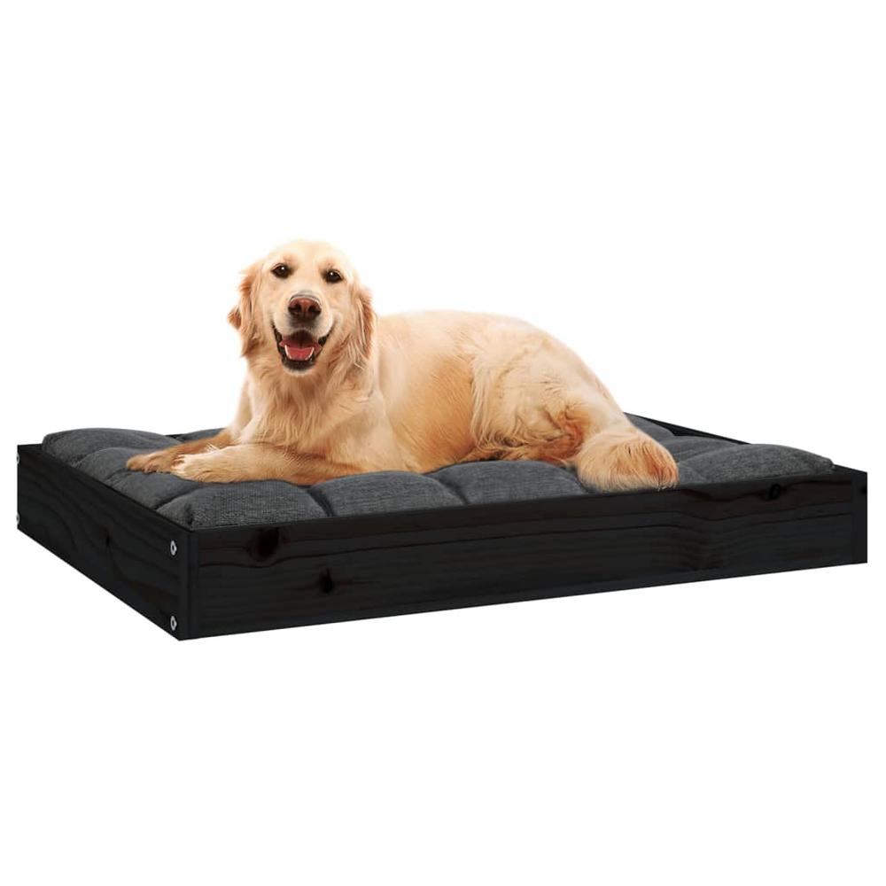 Dog Bed Black 28.1"x21.3"x3.5" Solid Wood Pine. Picture 5