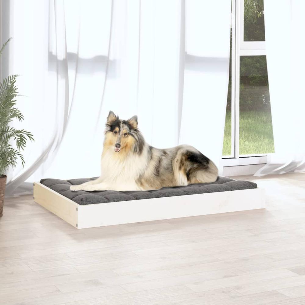 Dog Bed White 36"x25.2"x3.5" Solid Wood Pine. Picture 4