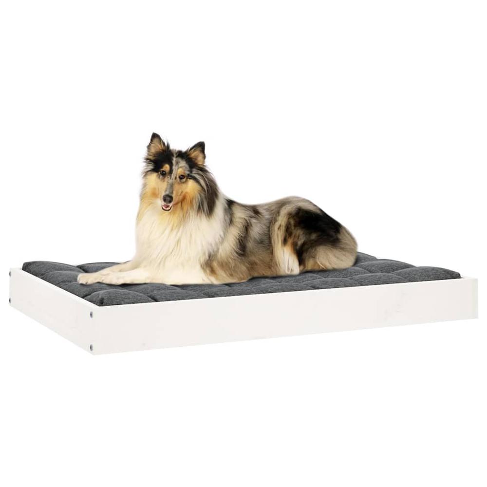 Dog Bed White 36"x25.2"x3.5" Solid Wood Pine. Picture 5