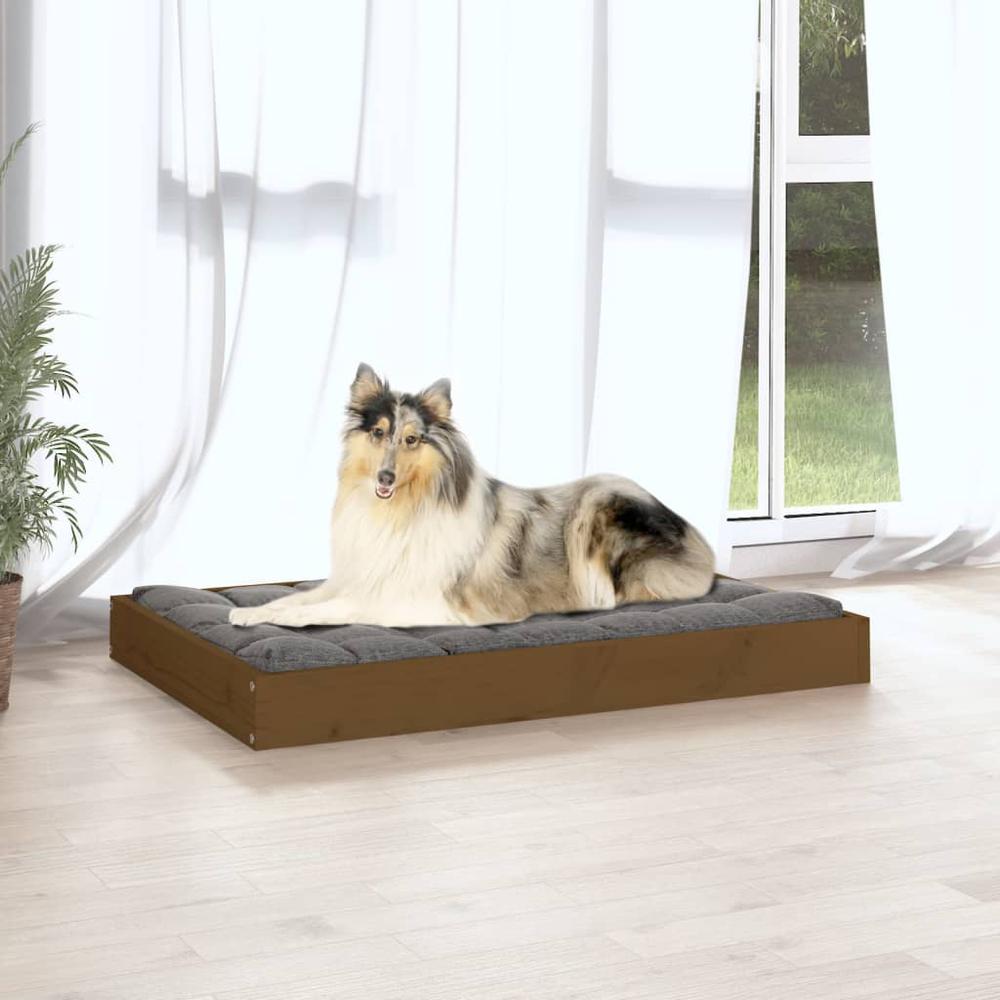 Dog Bed Honey Brown 36"x25.2"x3.5" Solid Wood Pine. Picture 4