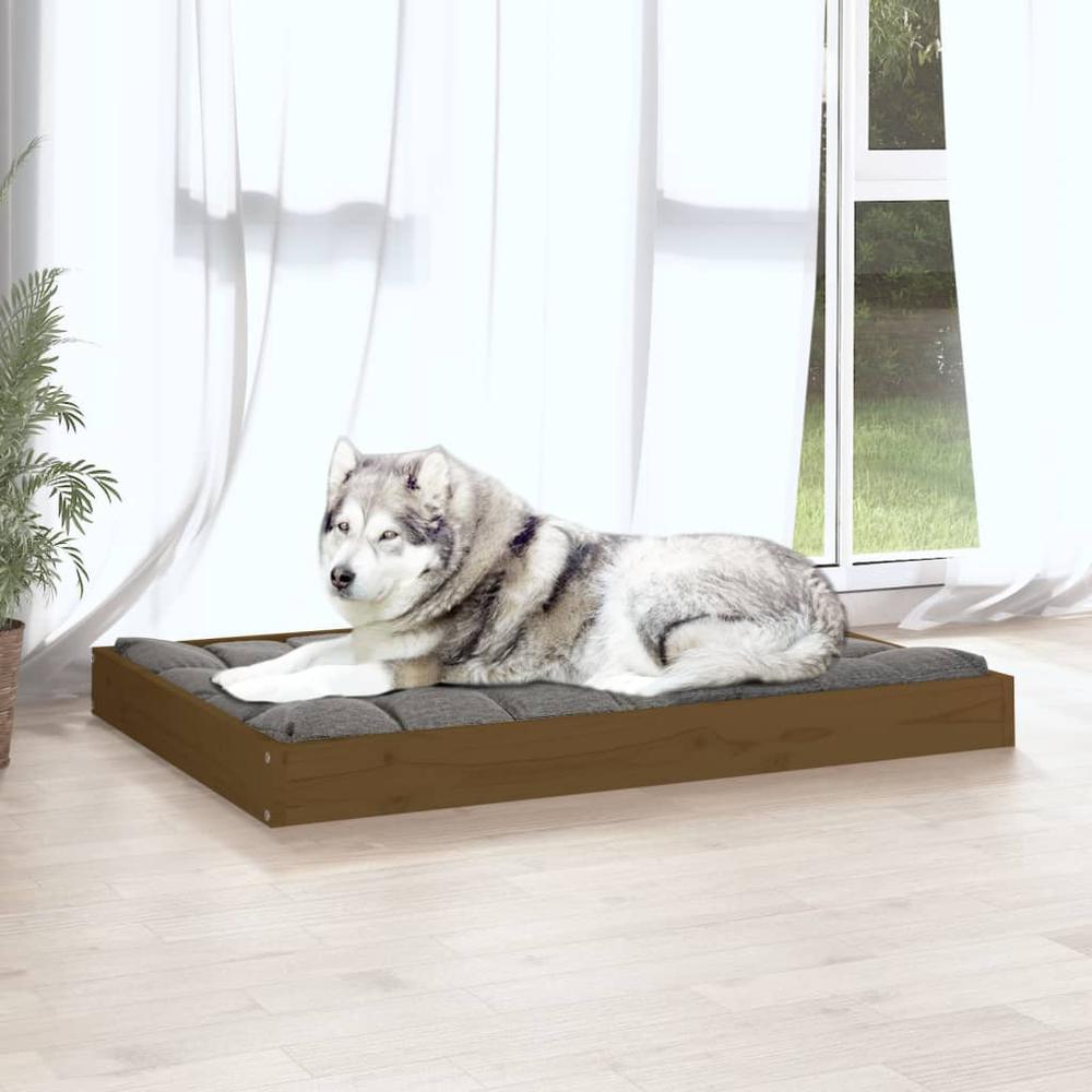 Dog Bed Honey Brown 40"x29.1"x3.5" Solid Wood Pine. Picture 4