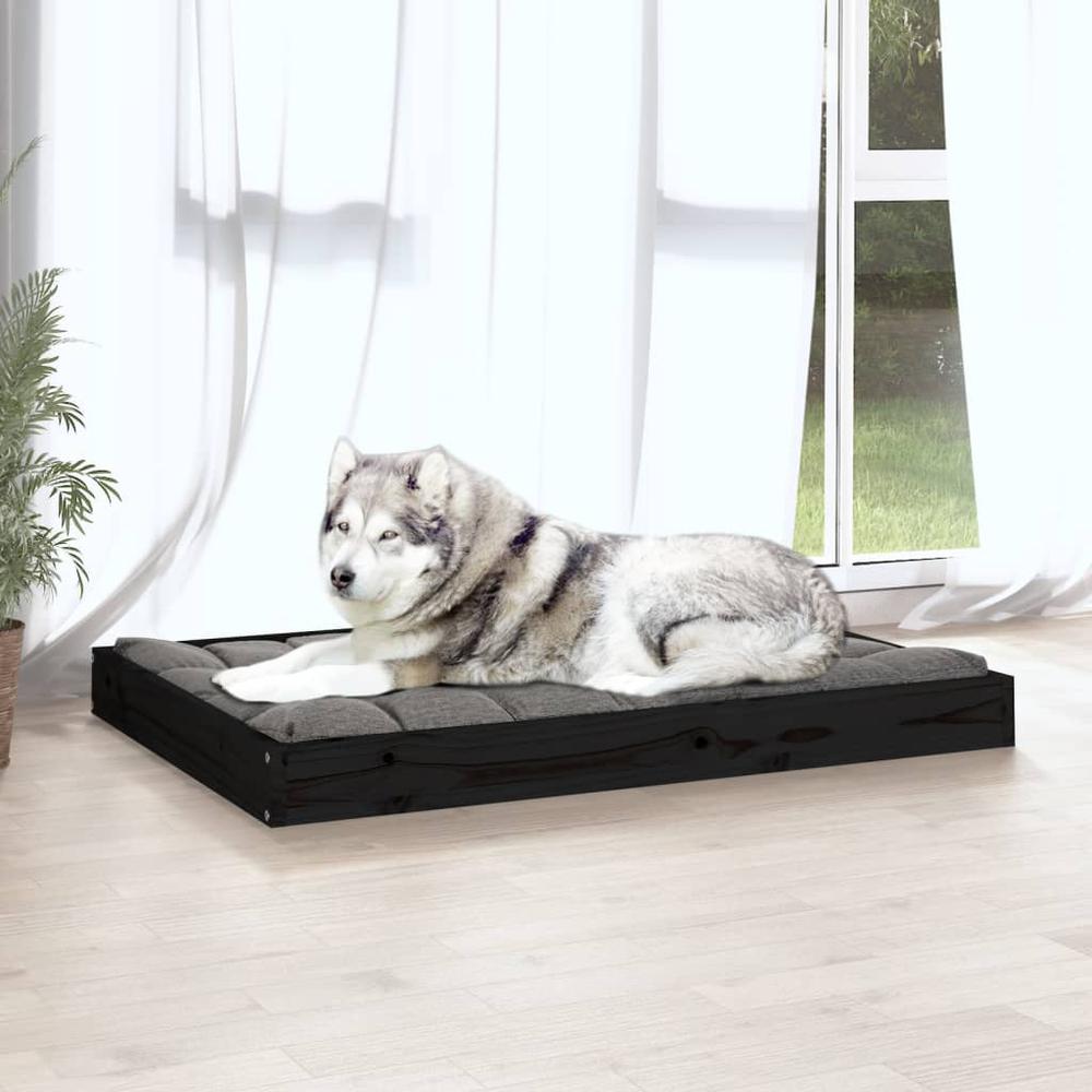 Dog Bed Black 40"x29.1"x3.5" Solid Wood Pine. Picture 4