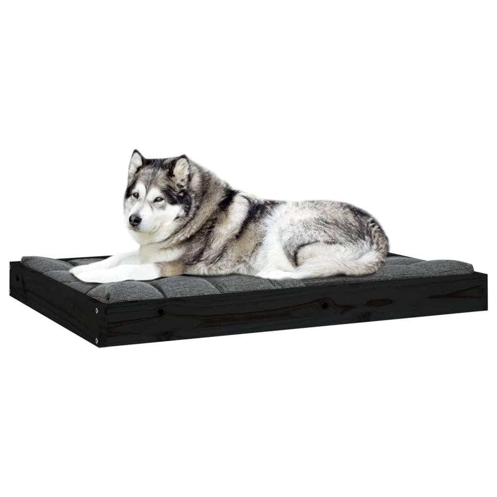 Dog Bed Black 40"x29.1"x3.5" Solid Wood Pine. Picture 5
