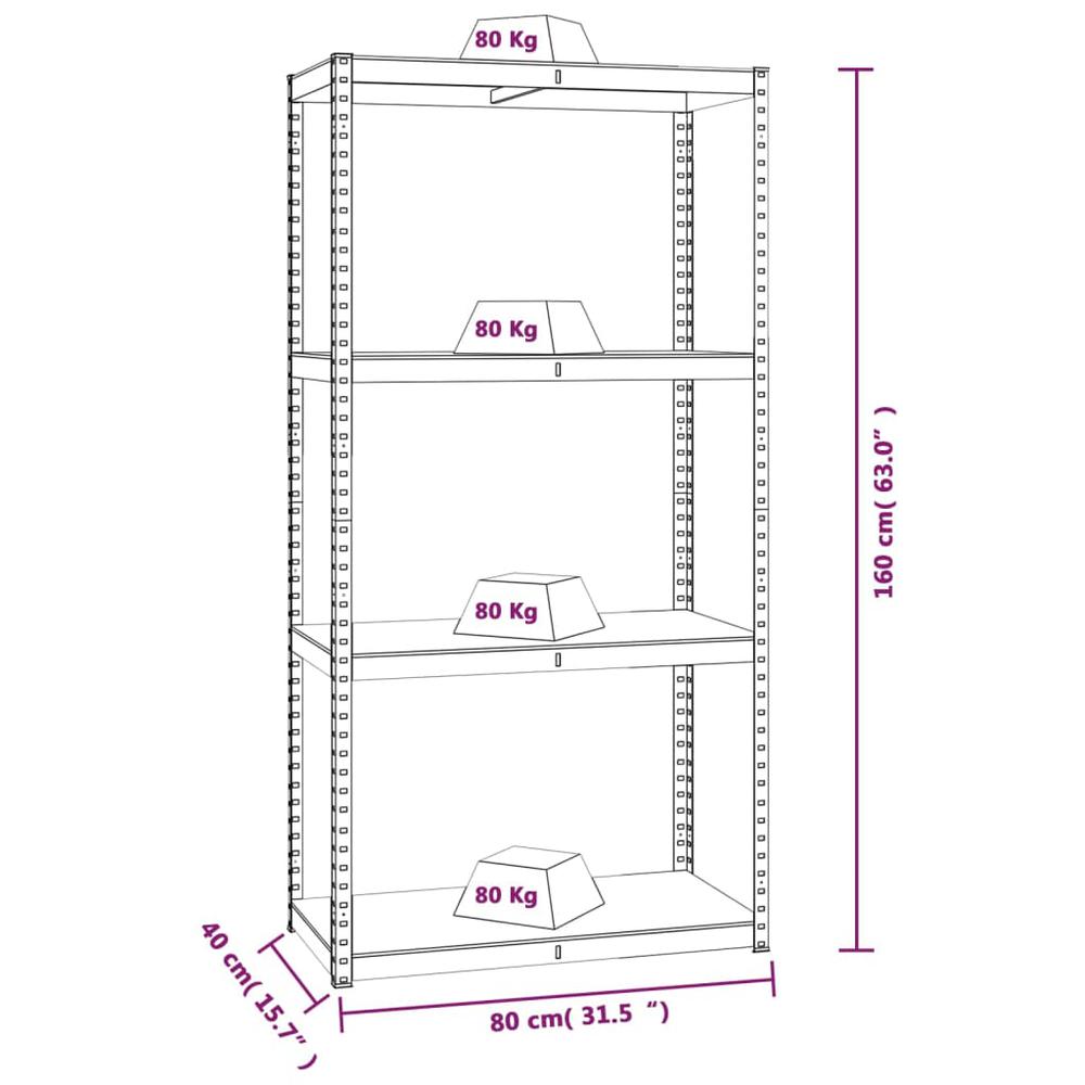 4-Layer Storage Shelf Anthracite Steel&Engineered Wood. Picture 8