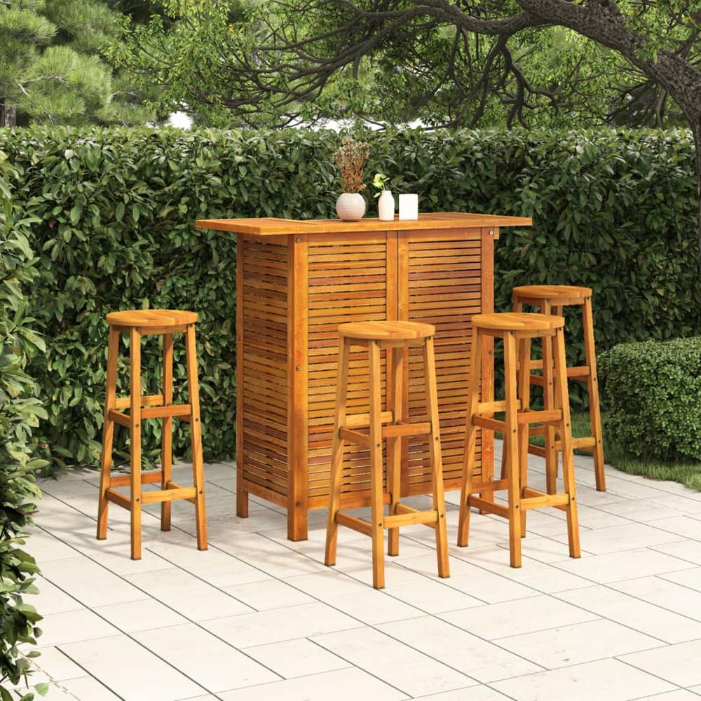 5 Piece Patio Bar Set Solid Wood Acacia. Picture 12