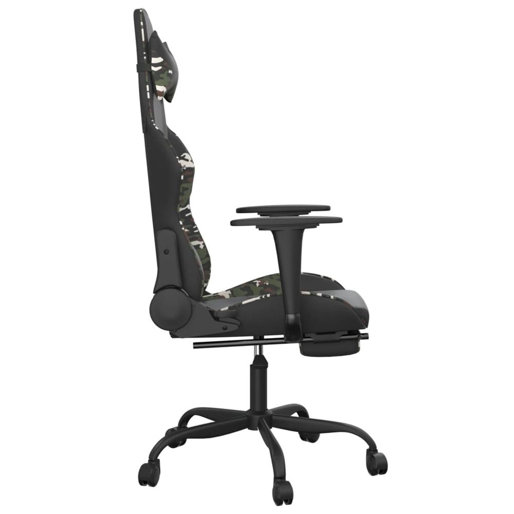 Massage Gaming Chair with Footrest Black&Camouflage Faux Leather. Picture 4