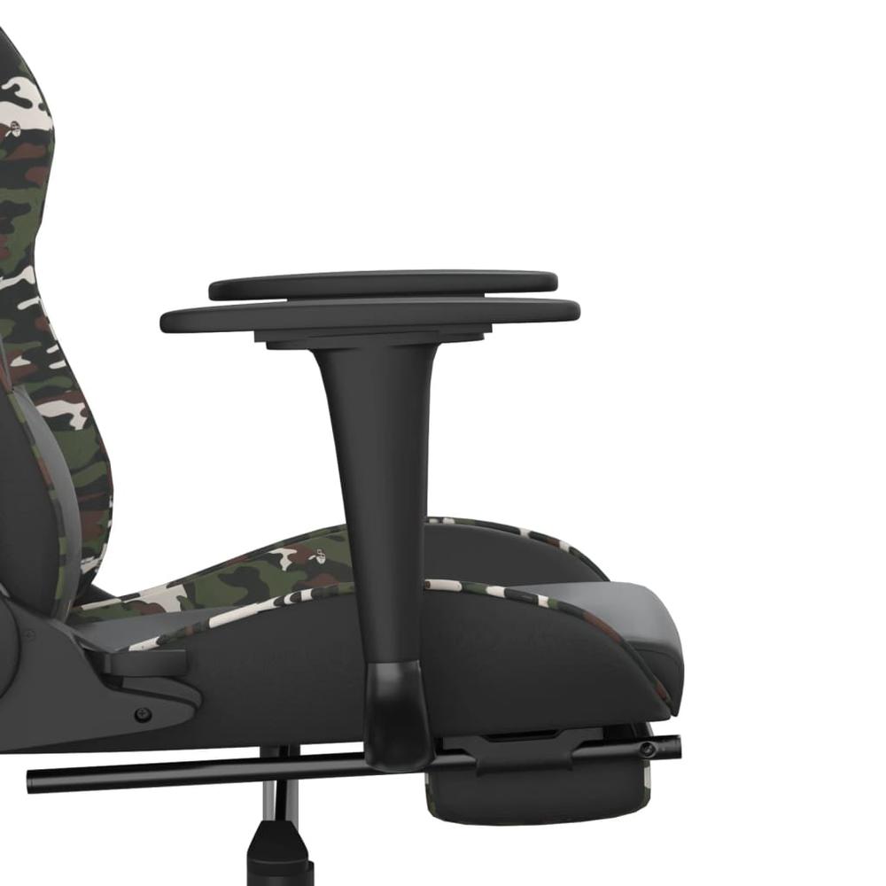 Massage Gaming Chair with Footrest Black&Camouflage Faux Leather. Picture 9