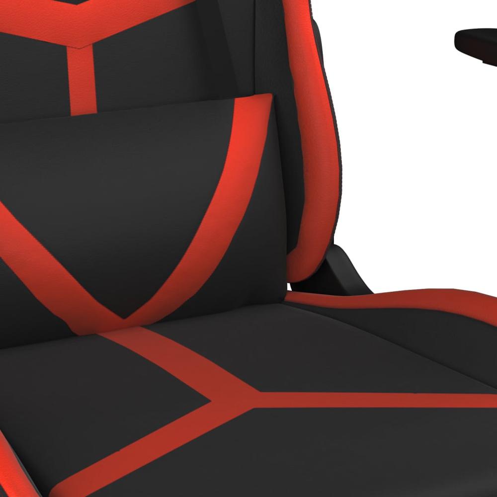 Massage Gaming Chair with Footrest Black&Red Faux Leather. Picture 8