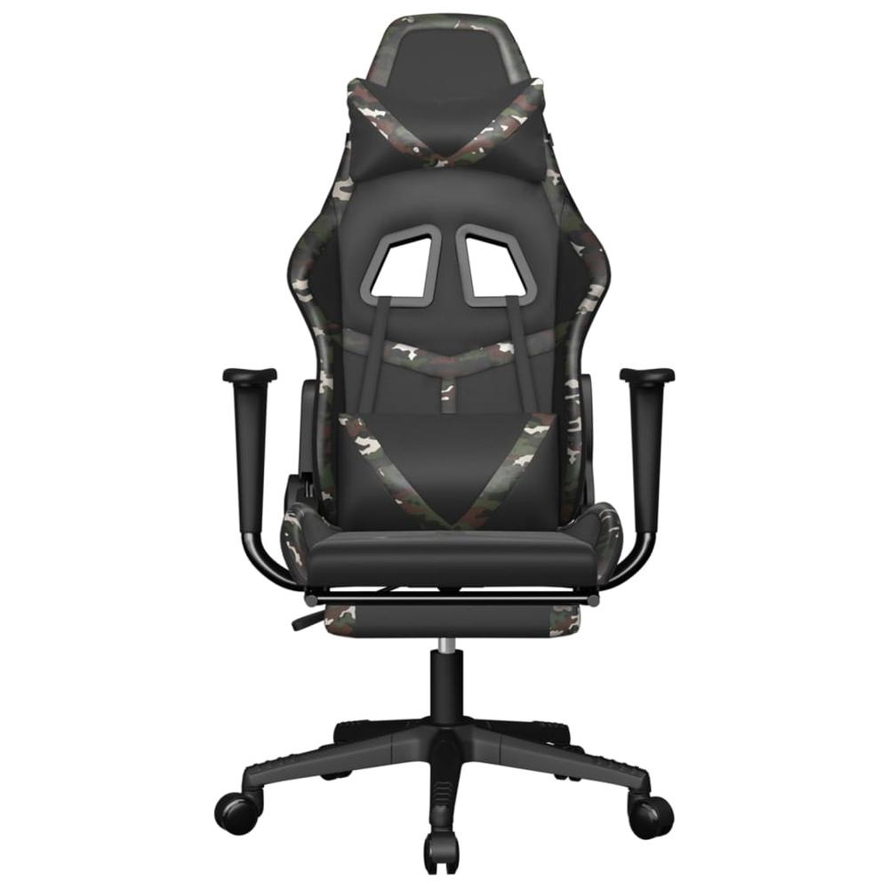 Massage Gaming Chair with Footrest Black&Camouflage Faux Leather. Picture 3