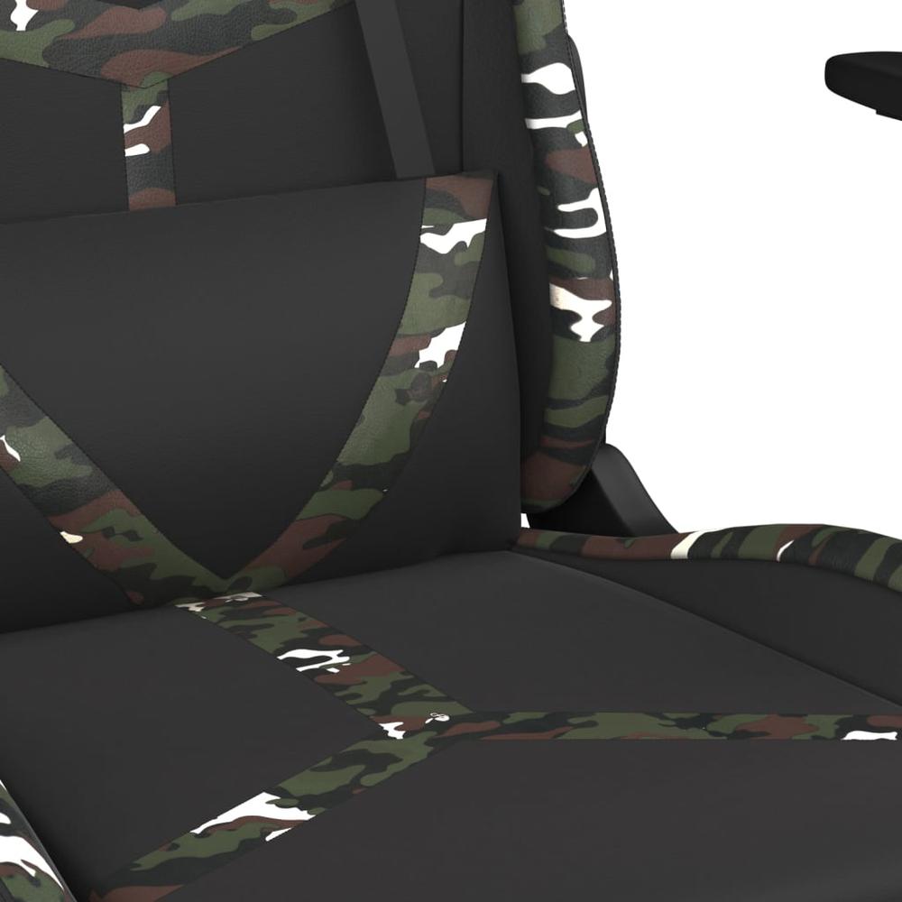 Massage Gaming Chair with Footrest Black&Camouflage Faux Leather. Picture 8
