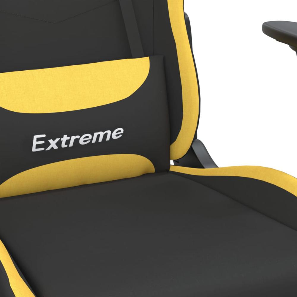 Massage Gaming Chair with Footrest Black and Yellow Fabric. Picture 8