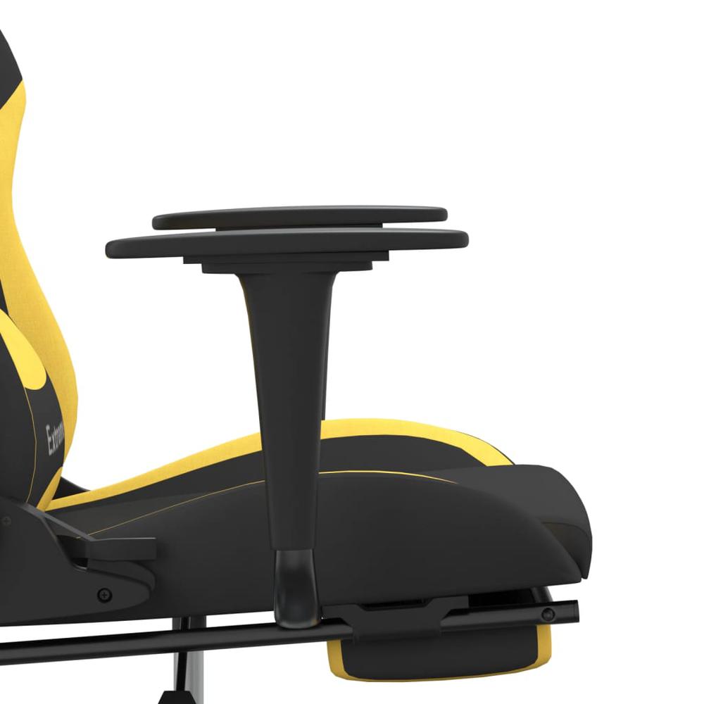 Massage Gaming Chair with Footrest Black and Yellow Fabric. Picture 9