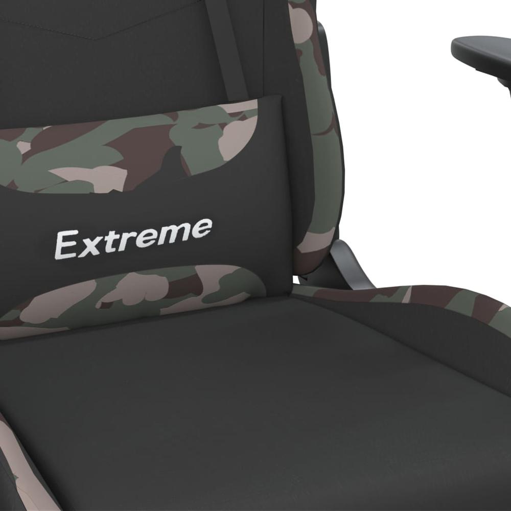 Massage Gaming Chair with Footrest Black and Camouflage Fabric. Picture 8