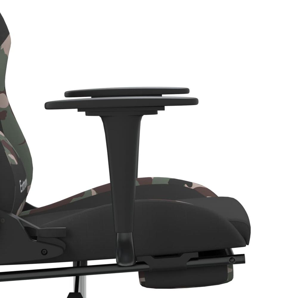 Massage Gaming Chair with Footrest Black and Camouflage Fabric. Picture 9
