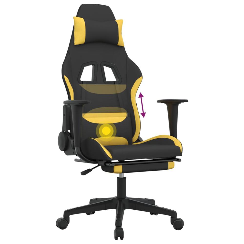 Massage Gaming Chair with Footrest Black and Yellow Fabric. Picture 11