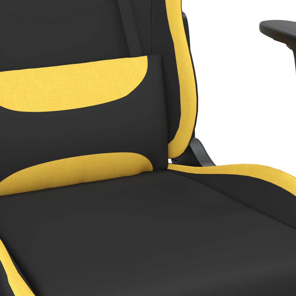 Massage Gaming Chair with Footrest Black and Yellow Fabric. Picture 6