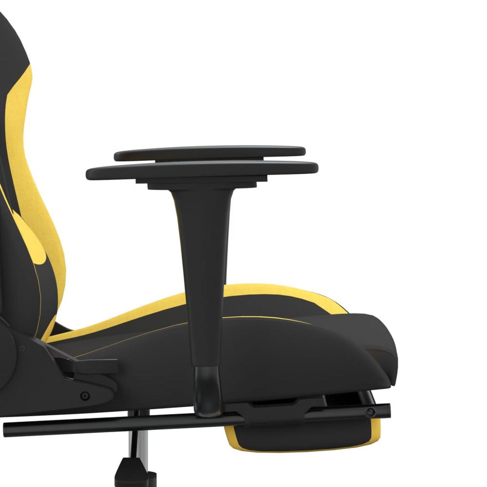 Massage Gaming Chair with Footrest Black and Yellow Fabric. Picture 8