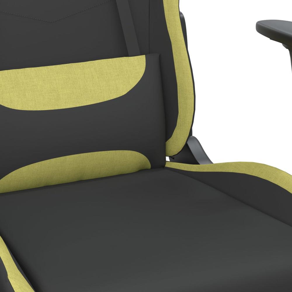 Massage Gaming Chair with Footrest Black and Light Green Fabric. Picture 6