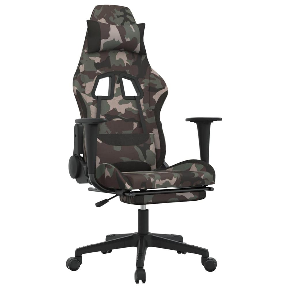 Massage Gaming Chair with Footrest Black and Camouflage Fabric. Picture 1