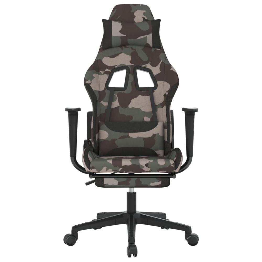 Massage Gaming Chair with Footrest Black and Camouflage Fabric. Picture 2