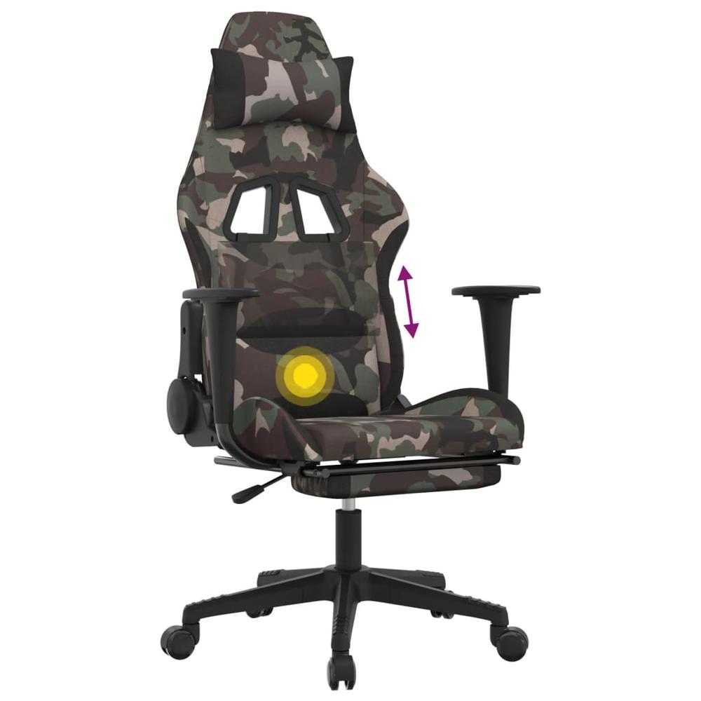 Massage Gaming Chair with Footrest Black and Camouflage Fabric. Picture 11