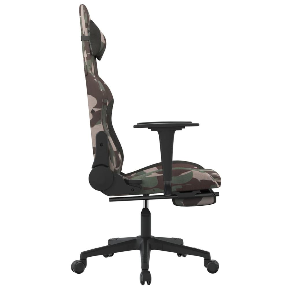 Massage Gaming Chair with Footrest Black and Camouflage Fabric. Picture 3