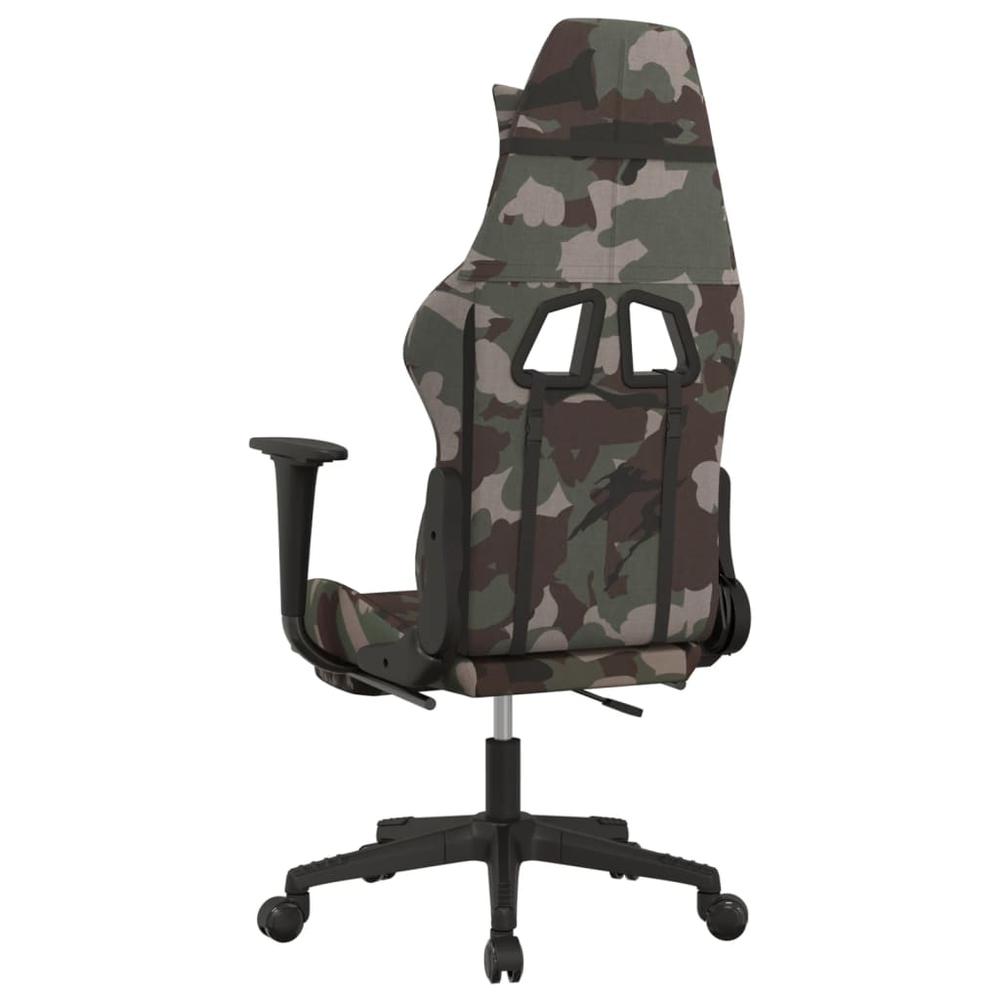 Massage Gaming Chair with Footrest Black and Camouflage Fabric. Picture 4