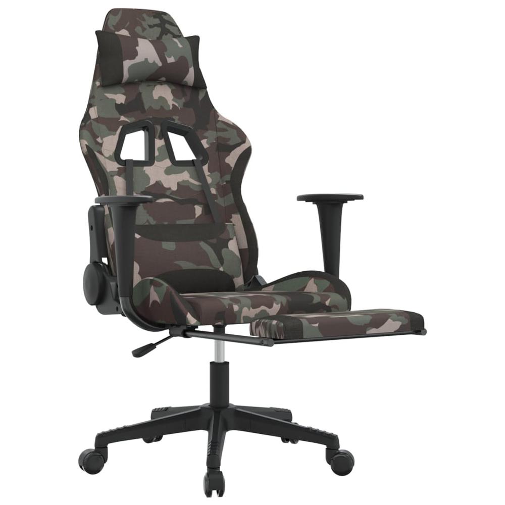 Massage Gaming Chair with Footrest Black and Camouflage Fabric. Picture 5