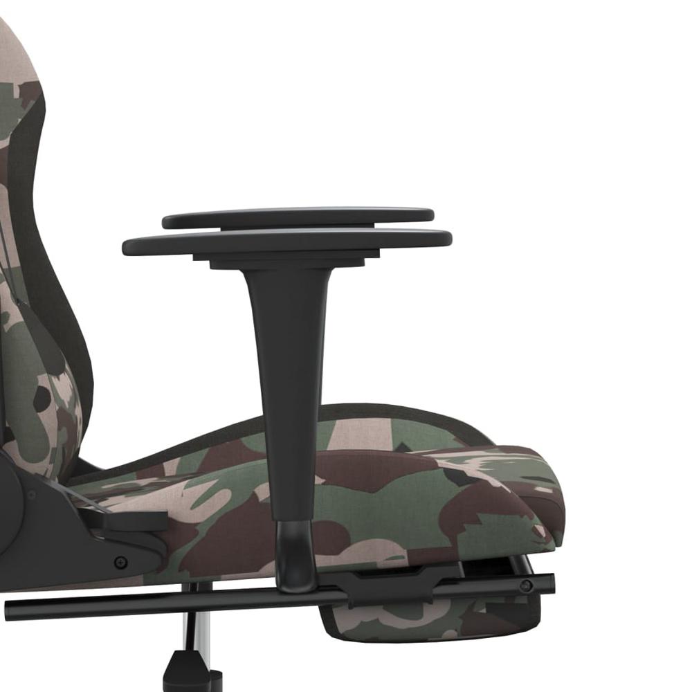 Massage Gaming Chair with Footrest Black and Camouflage Fabric. Picture 8
