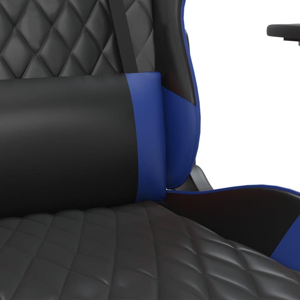 Massage Gaming Chair with Footrest Black&Blue Faux Leather. Picture 8