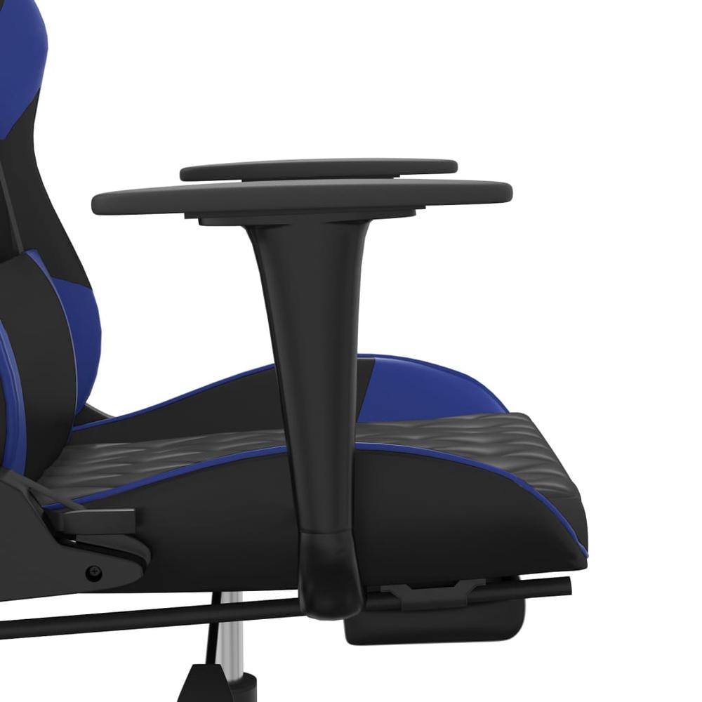 Massage Gaming Chair with Footrest Black&Blue Faux Leather. Picture 9