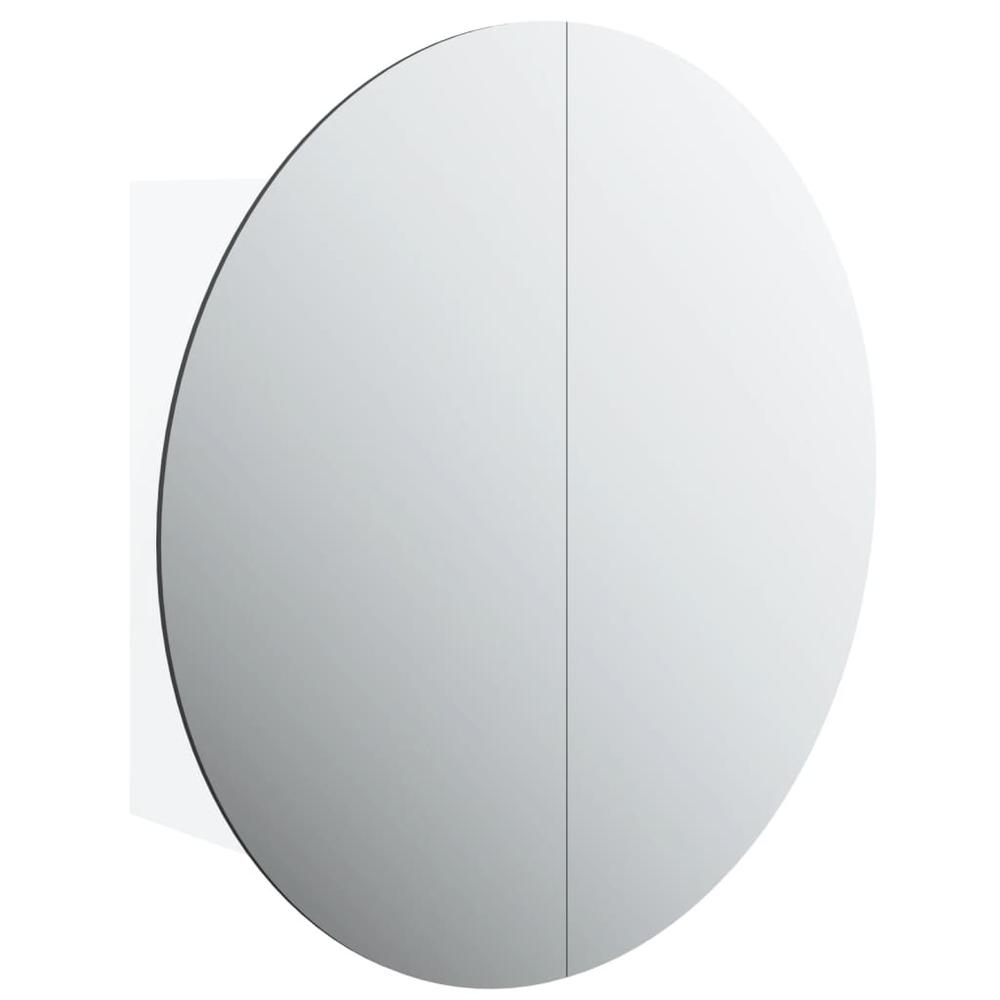 Bathroom Cabinet with Round Mirror&LED White 18.5"x18.5"x6.9". Picture 1