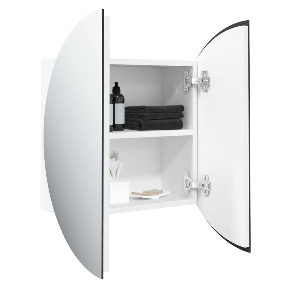 Bathroom Cabinet with Round Mirror&LED White 18.5"x18.5"x6.9". Picture 4