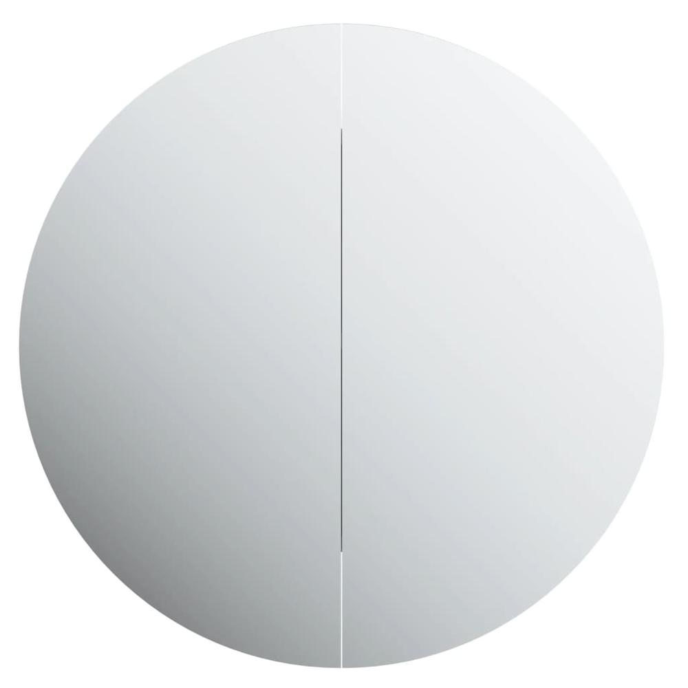 Bathroom Cabinet with Round Mirror&LED Gray 18.5"x18.5"x6.9". Picture 5