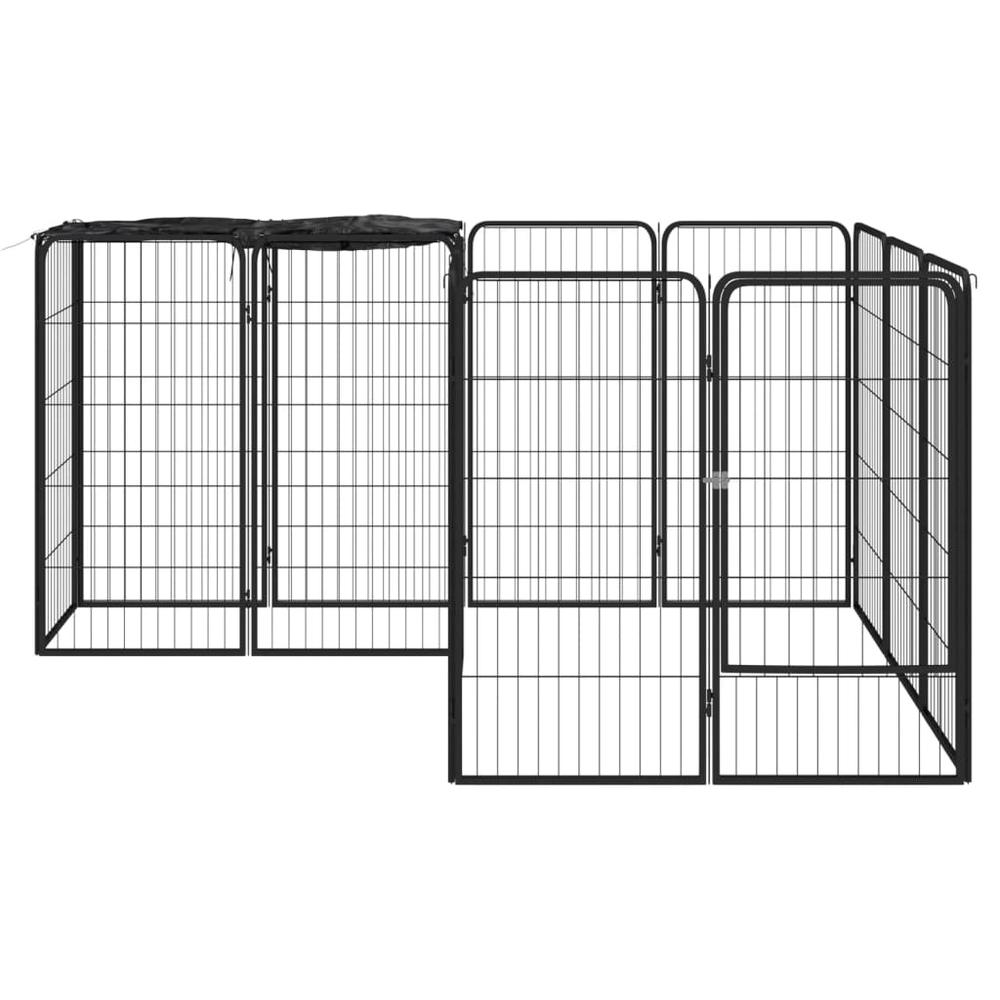 14-Panel Dog Playpen Black 19.7"x39.4" Powder-coated Steel. Picture 1